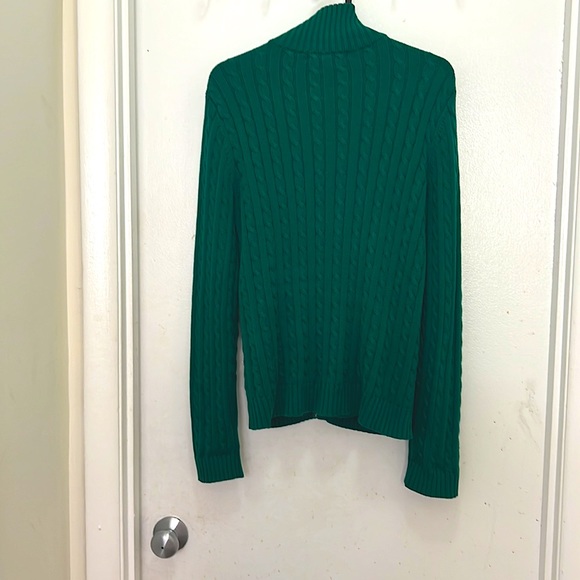Green Cotton Cardigan Sweater - Picture 2 of 2